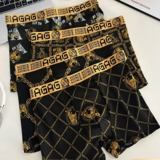 🔥🔥【4 piezas/8 piezas】Ropa interior masculina de algodón puro, patrón exquisito con costuras en relieve, corte cuadrado