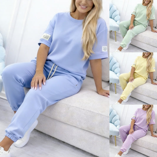⏰ Conjunto casual de top y pantalones lisos para mujer (S-5XL)