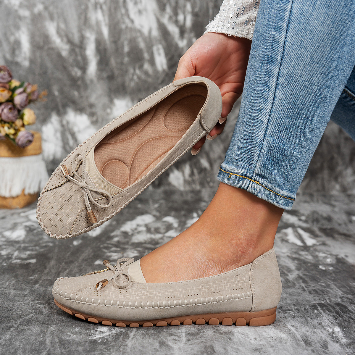 Zapatos casuales de cuero para mujer, ligeros, transpirables y antideslizantes