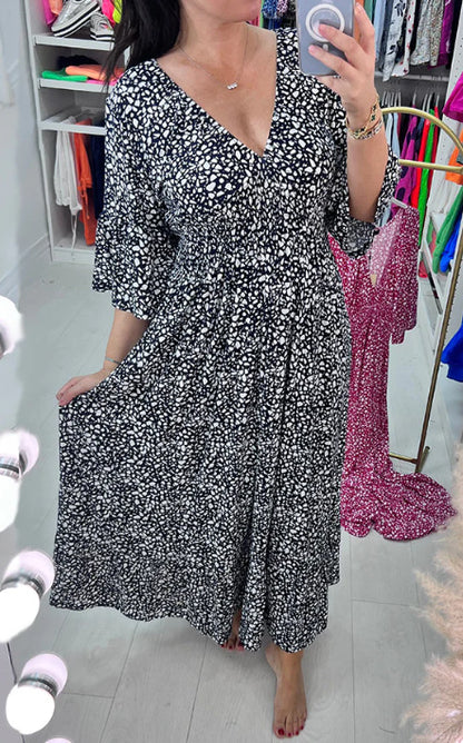 🔥【S-5XL】2026 Hot New Plus Size Vestido con cuello en V y cuello floral