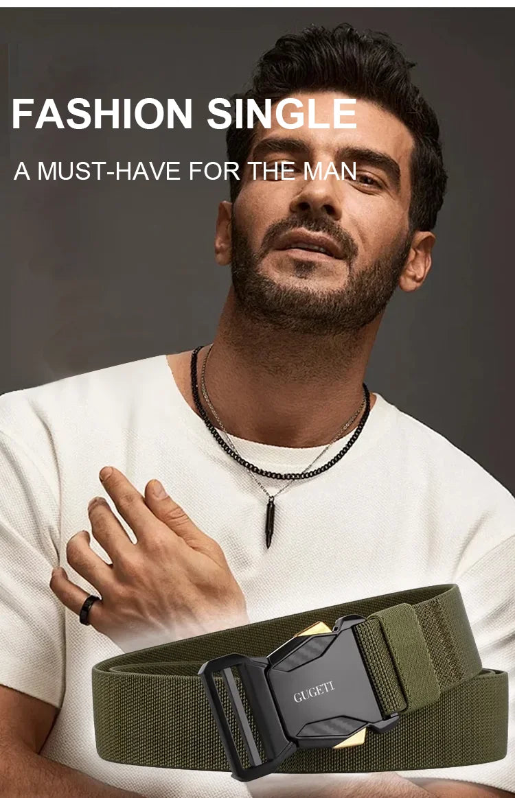 Cinturón táctico elástico nuevo para hombre, cómodo, ajustable, resistente a rayaduras y desgaste, ideal para actividades diarias y deportes al aire libre