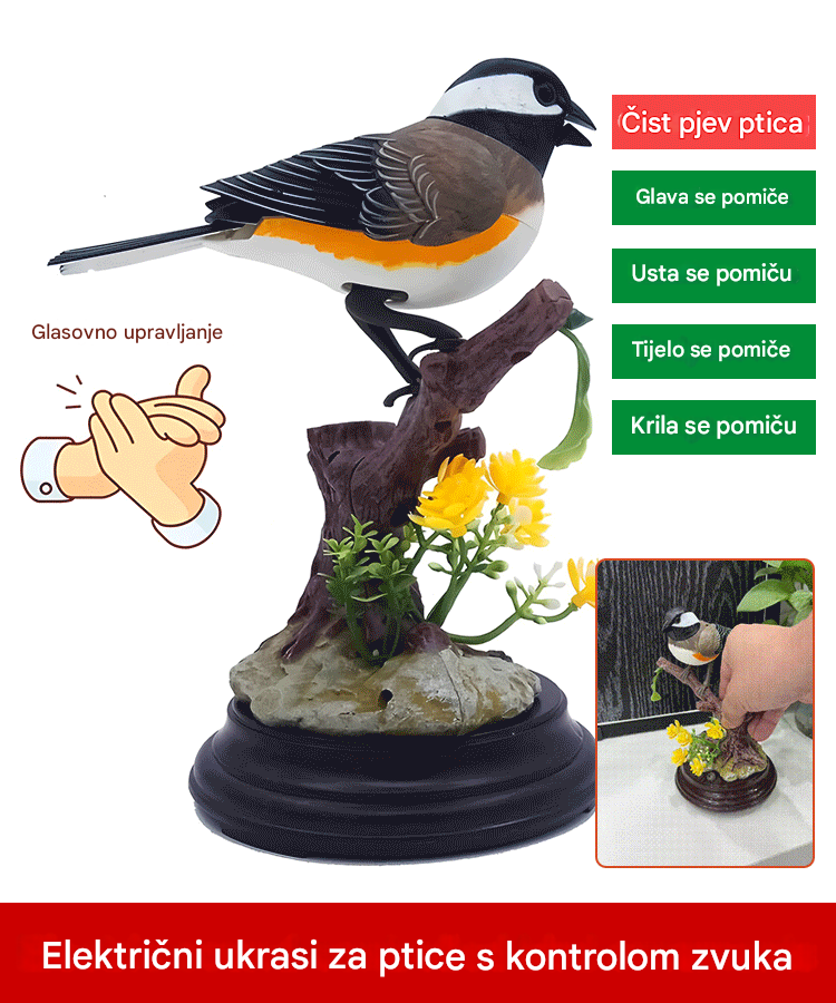 🦜🐦Simulacija s glasovnim upravljanjem, kreativni slatki ukrasi za ptice s glasovnim upravljanjem, ukrasni ukrasi za sobni stol