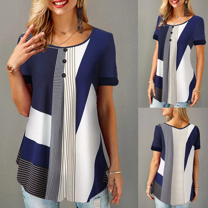 🔥Vruća prodaja🔥【S-5XL】👕Ženska majica s blokovima boja, moderna i udobna, širokog kroja koji elegantno oblikuje figuru