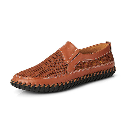 Nuevos zapatos de malla de cuero para hombre para primavera y verano