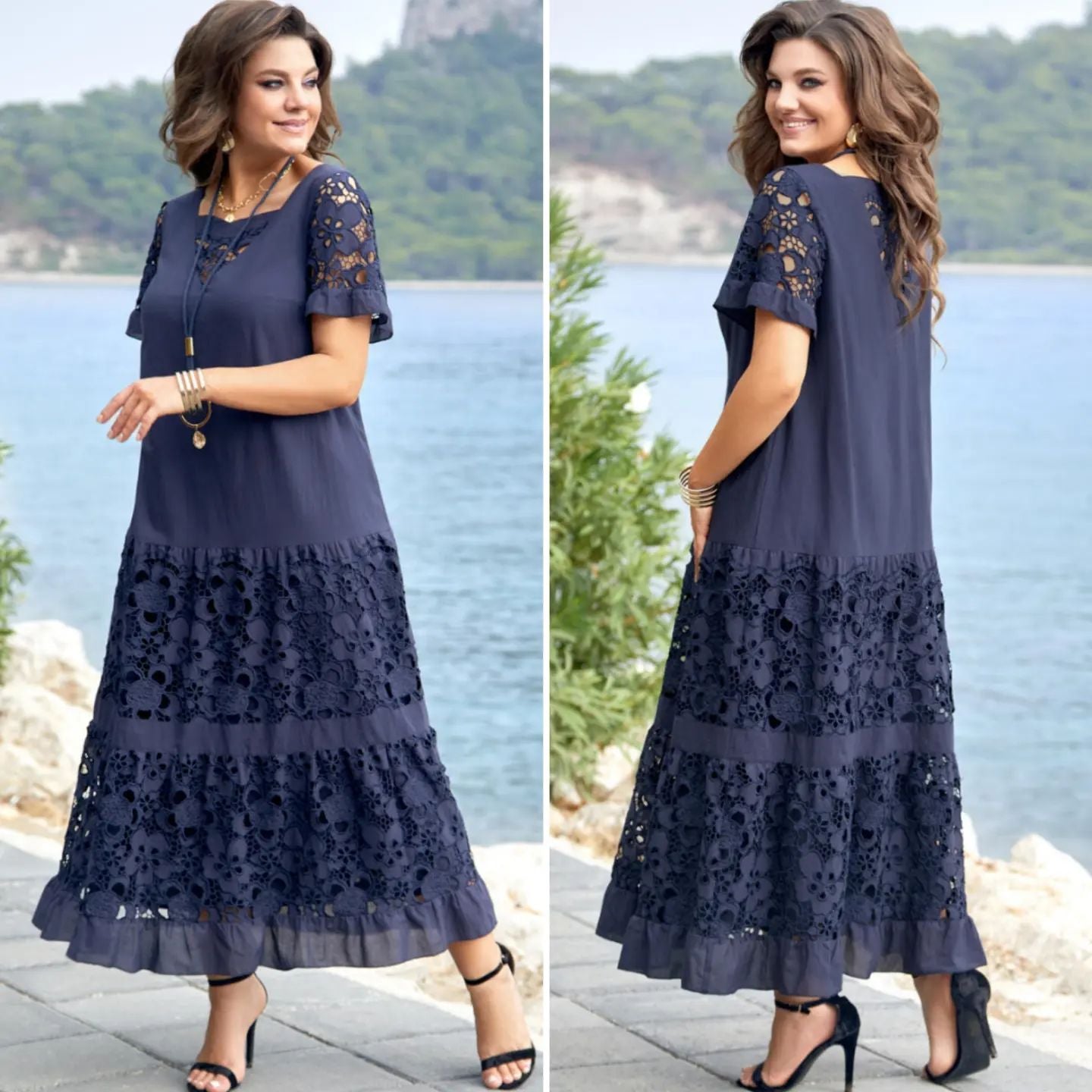 【S-5XL】2026 Nuevo vestido elegante de encaje hueco de moda, casual y versátil