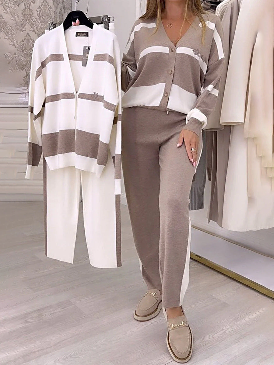 conjunto de suéter de punto de alta calidad y moda, cómodo y versátil para el día a día.