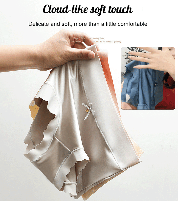【40-75kg】【Paquete de 3 piezas】 Ropa interior de satén de seda suave, transpirable y elegante
