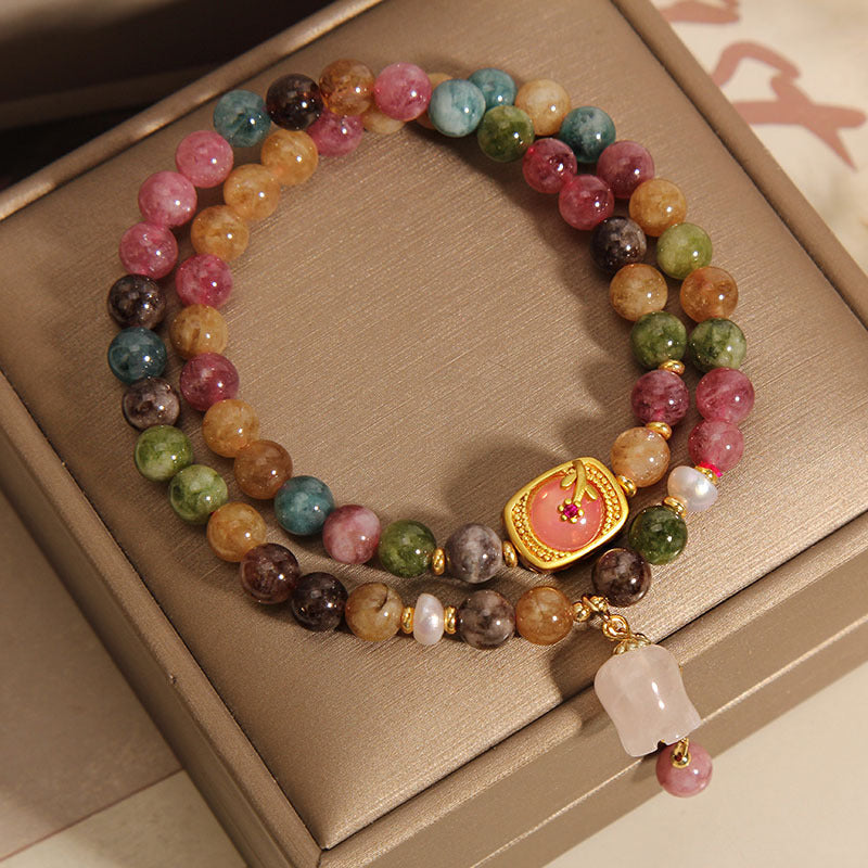 Pulsera de turmalina natural colorida