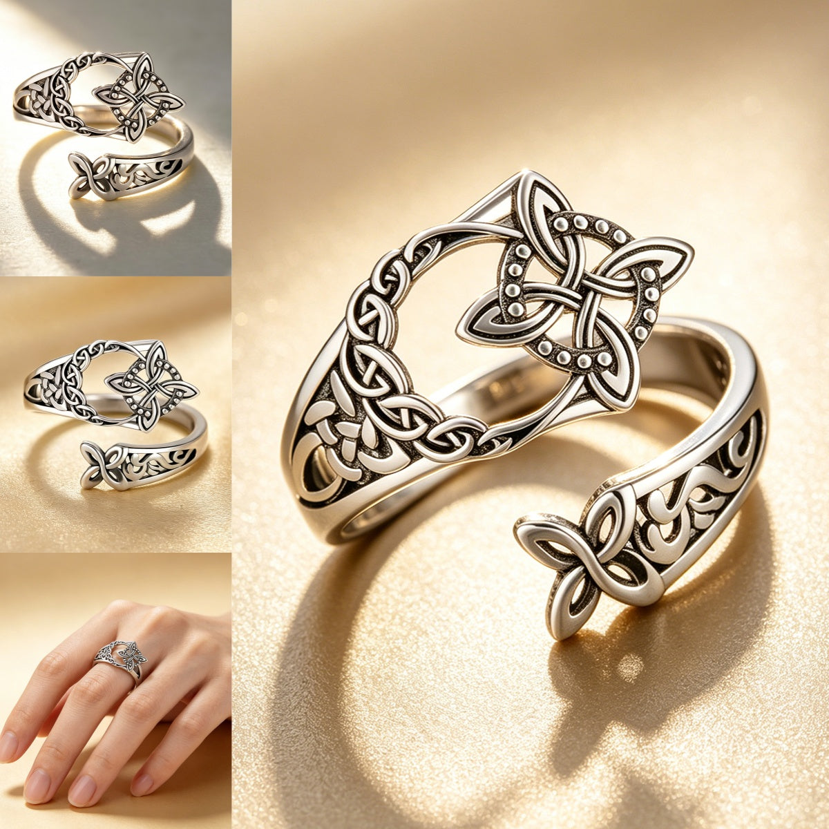 【Compra 1, llévate 1 gratis】Anillo de nudo celta de plata S925 con