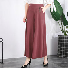 ❤️❤️【M-5XL】2026 Pantaloni noi de dama de vară picioare late mătase de gheață până la glezne