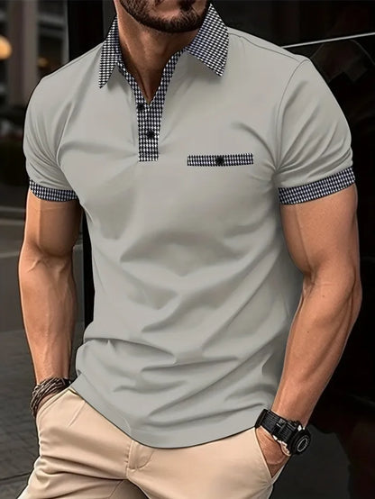 Promocja na 2025 rok【S-3XL】Letnia męska bluza polo z guzikami i blokiem kolorów_4058267