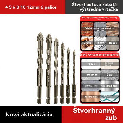 Sada vysokovýkonných excentrických vrtákov so 4 drážkami