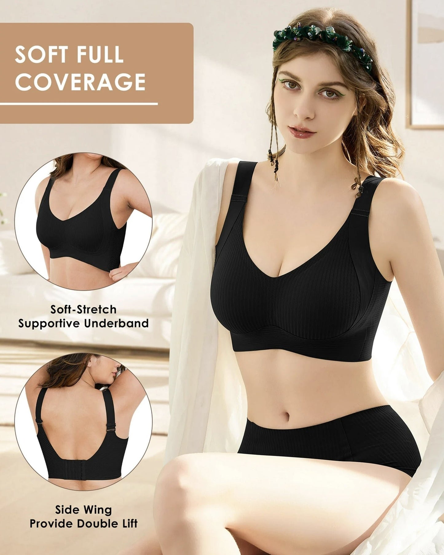 【Paquete de 4】Sujetador inalámbrico de una pieza para mujer【40-95 kg】