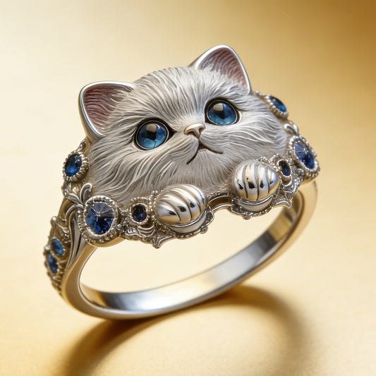 【Compra 1 y llévate 1 gratis】sencillo y elegante anillo de gatito de plata 925 con diamantes