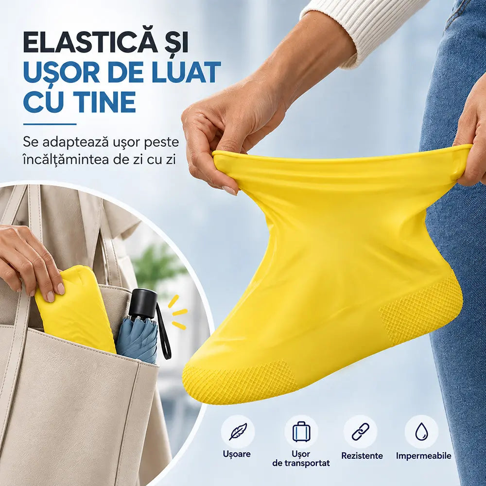 🌧️ Huse Impermeabile și Antiderapante din Latex (1+1 GRATIS) - Protejează Încălțămintea, Reutilizabile și Pliabile!
