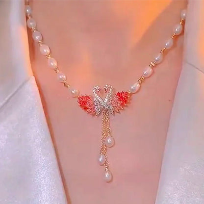 Nuevo collar de perlas de cisne de lujo premium