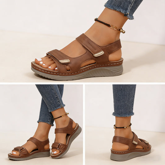 【Tallas 36-43】Sandalias femeninas cómodas y elegantes con puntera abierta y cierre de velcro