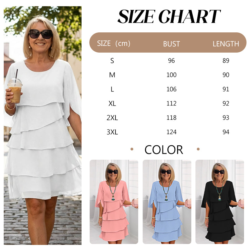 【S-3XL】Elegante vestido de capas para mujer con puños con volantes