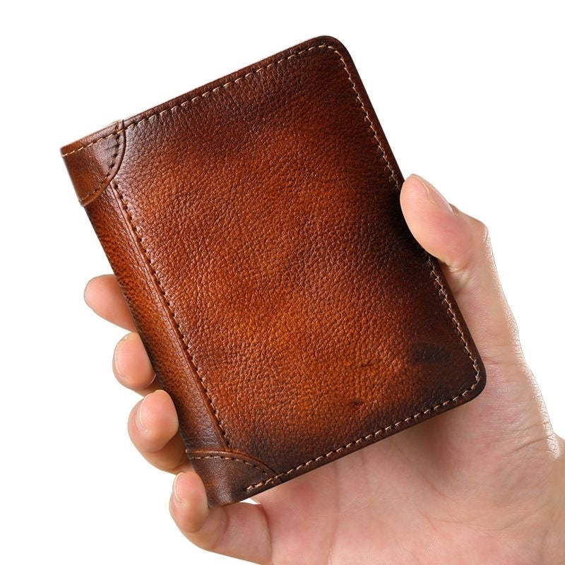 Nueva cartera antirrobo de cuero genuino para hombre