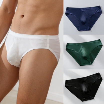 【Oferta por tiempo limitado】Calzoncillos de seda de hielo transpirables para hombre, cintura baja (45-100 kg)