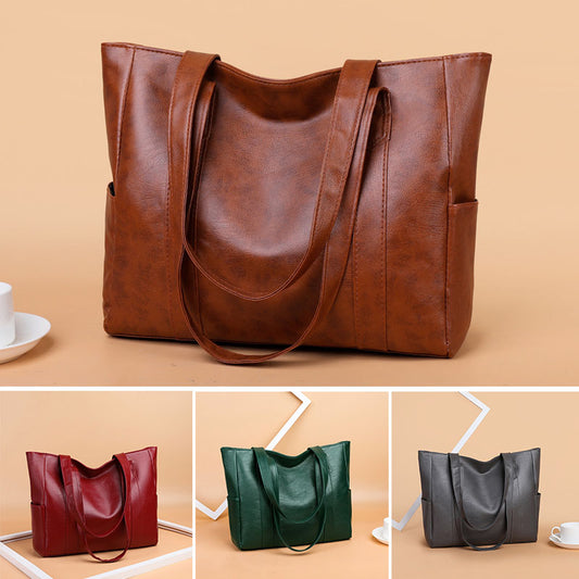 【Gran capacidad】Bolso de hombro de cuero PU para mujer-3829431