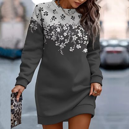 [S-3XL] 2024 nuevo vestido sudadera casual estampado con cuello redondo para mujer otoño e invierno
