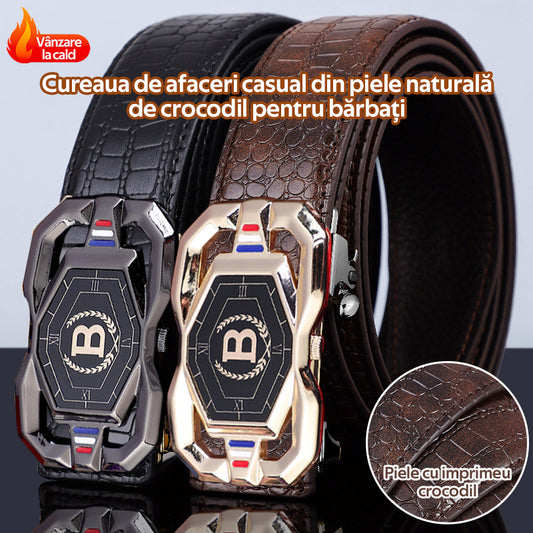 😎【Pago contra reembolso, envío gratuito】Cinturón de negocios informal de cuero de cocodrilo genuino para hombres_3853909