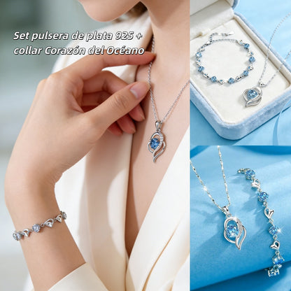 Set pulsera de plata 925 + collar Corazón del Océano