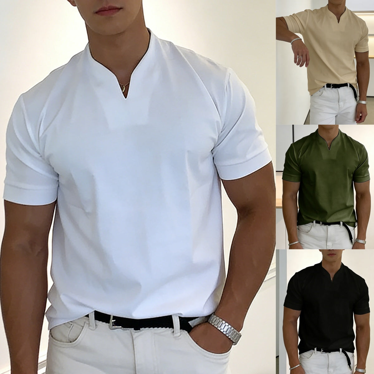 Polo deportivo para hombre en tallas grandes, de algodón elástico