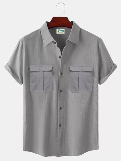 👔【M-5XL】novedad de verano camisa de lino simple para hombre_4023419