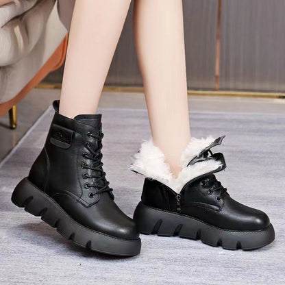 ⛄️👢【35-40】Noi cizme de iarnă cu talpă groasă plus catifea calde pentru zăpadă, cu talpă moale, impermeabile și anti-alunecare-3855063