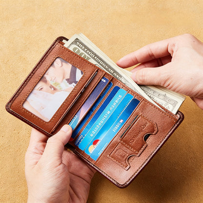 Nueva cartera antirrobo de cuero genuino para hombre