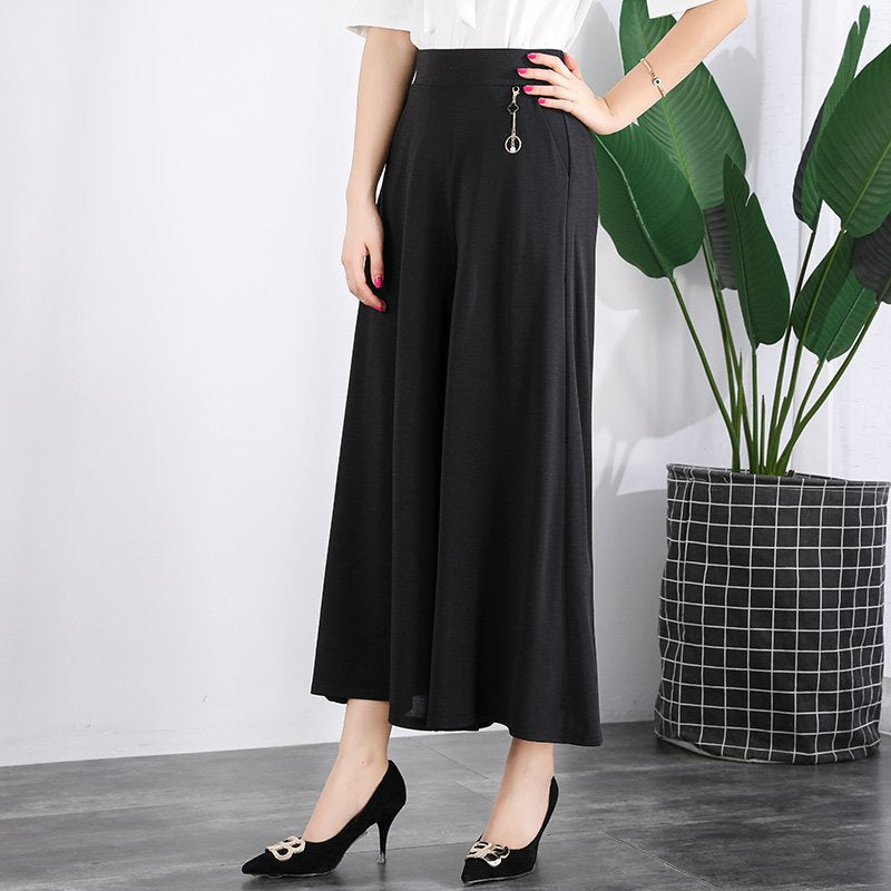 ❤️❤️【M-5XL】2026 Pantaloni noi de dama de vară picioare late mătase de gheață până la glezne