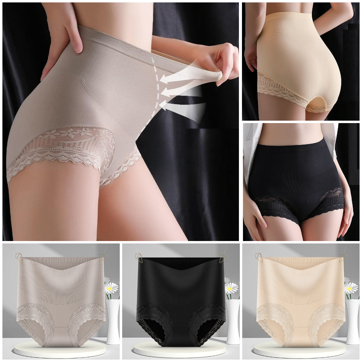【3PCS】【35-100 KG】 Bragas moldeadoras abdomen plano y efecto push-up – suaves, transpirables y estilizan tu figura
