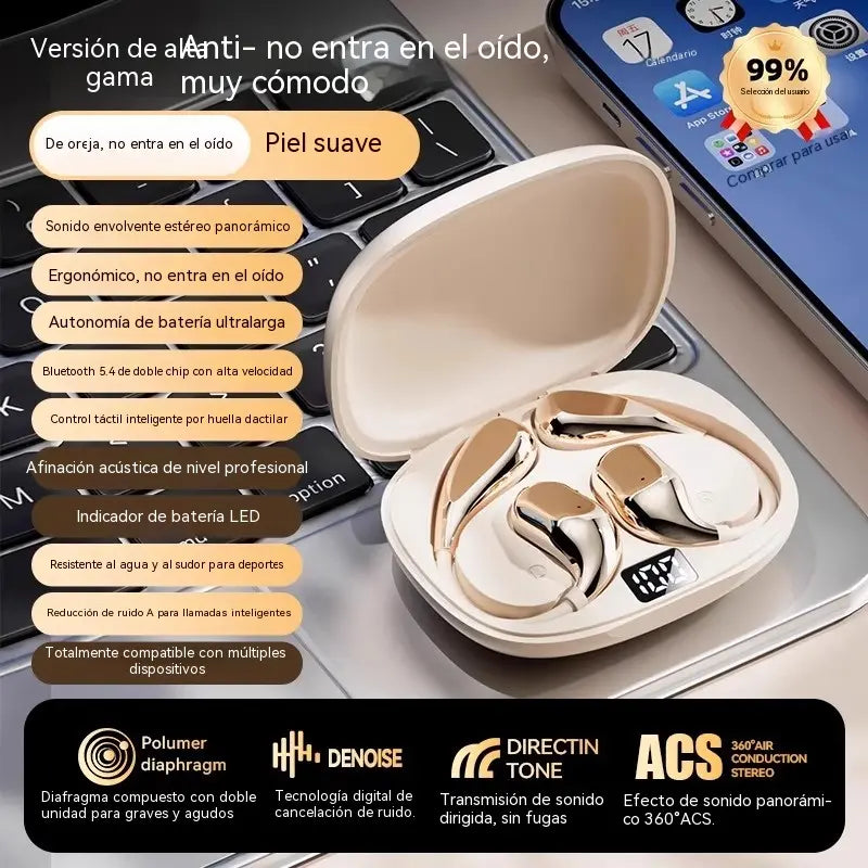 🔋 Căști wireless Bluetooth fără dopuri intraauriculare, cu cârlig pentru ureche și tehnologie de conducție osoasă 🎙️🎧