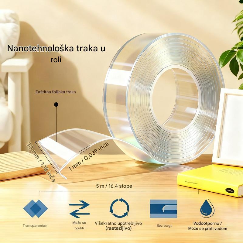 🔥Vruća prodaja – Kupi 1, dobiješ 1 gratis🔥【2 role】Visoko prianjajuća dvostrana nano traka, prozirna akrilna traka, vodootporna i otporna na prašinu