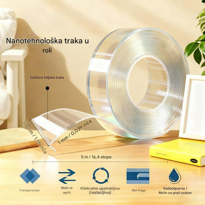 🔥Vruća prodaja – Kupi 1, dobiješ 1 gratis🔥【2 role】Visoko prianjajuća dvostrana nano traka, prozirna akrilna traka, vodootporna i otporna na prašinu