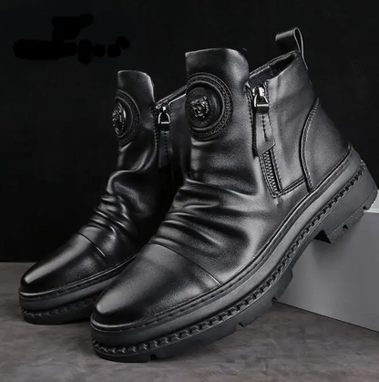 ⏳🔥【39-44】 nuevas botas de piel para hombre, piel de vacuno de alta calidad, hechas a mano.
