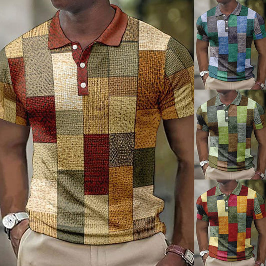 【S-5XL】2025 Camasa POLO casual pentru barbati cu model geometric_4064552